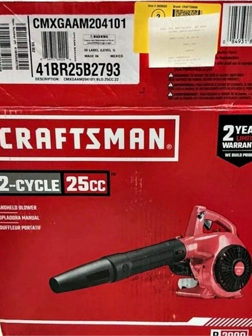Craftsman 25cc 2-Cycle Handheld Blower Red NWT